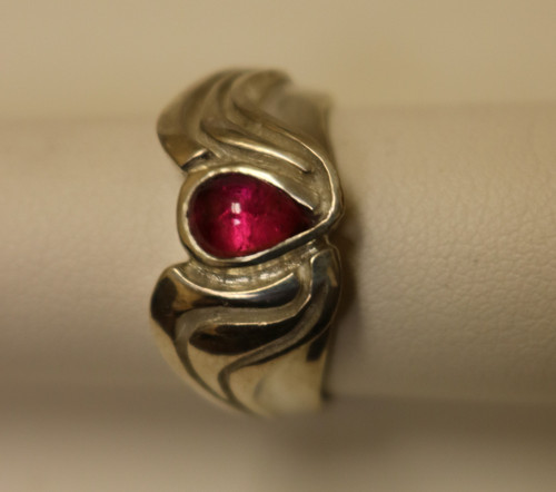 Silver Ring with Red Stone