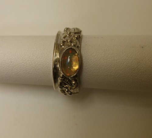 Silver Oval Opal Ring