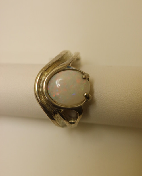 Silver Round Opal Ring