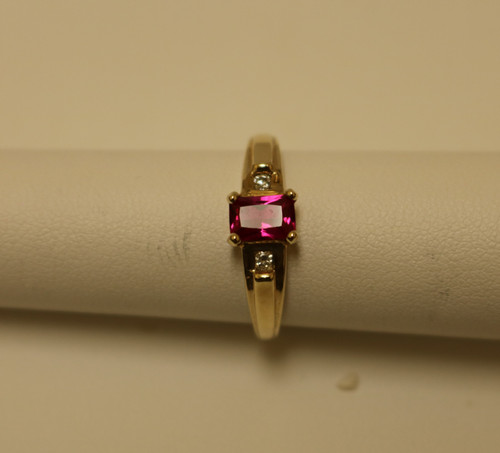 Lab Created Ruby and Diamond Ring