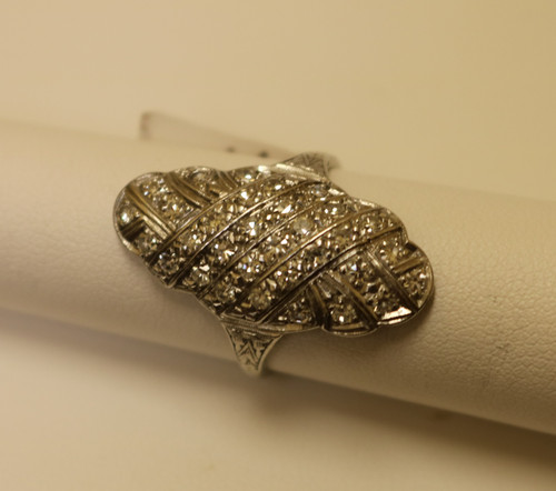 Large Oval Shaped Ring with Diamonds