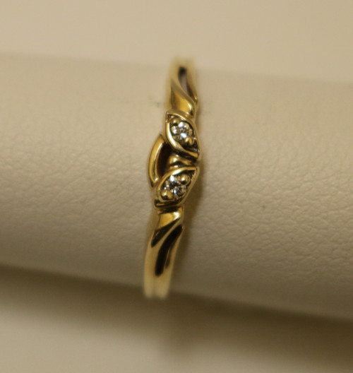 Gold Ring with Two Small Diamonds