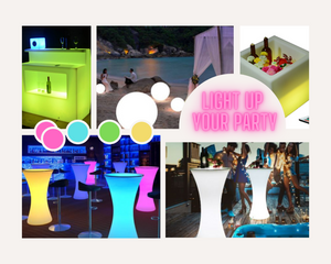 Let's Party! (1GlowBar, 8 Glow Tall Tables, 2 Glow Eskies & 1 Glow Champagne bucket) Let's Party! (1GlowBar, 8 Glow Tall Tables, 2 Glow Eskies & 1 Glow Champagne bucket)