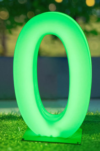 Large Glow Number 0, for 40th, 50th, 60th, 30th, 70th birthdays