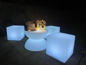 3 Glow tables 60x60cms