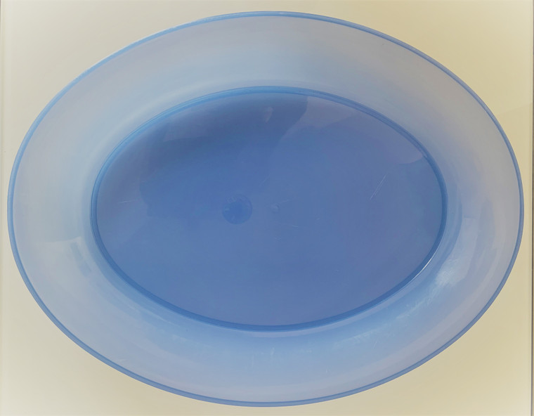 Light blue oval plastic tray