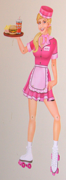 Pink Lady on Skates cardboard cutout