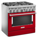Cuisinière commerciale intelligente bicombustible KitchenAid®, 6 brûleurs, 36 po KFDC506JPA