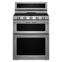 Cuisinière au gaz à four double à convection avec 5 brûleurs - 30 po KitchenAid® KFGD500ESS