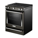 Kitchenaid® Cuisinière au gaz à commandes frontales à convection avec 5 brûleurs - 30 po KSGG700EBS