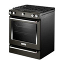 Kitchenaid® Cuisinière au gaz à commandes frontales à convection avec 5 brûleurs - 30 po KSGG700EBS