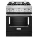 Cuisinière commerciale intelligente bicombustible avec 4 brûleurs - 30 po KitchenAid® KFDC500JBK