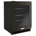 Kitchenaid® Réfrigérateur sous le comptoir avec porte en verre et tablettes à accents métalliques et fini PrintShield™ - 24 po KURL314KBS