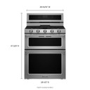 Kitchenaid® Cuisinière bi-combustible à four double à convection avec 5 brûleurs - 30 po KFDD500ESS