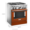 Kitchenaid® Cuisinière commerciale intelligente bicombustible avec 4 brûleurs - 30 po KFDC500JSC