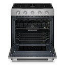 Kitchenaid® Cuisinière au gaz coulissante intelligente avec modes de cuisson à convection et brûleur 2 en 1 - 5 pi cu KSGS530SPS