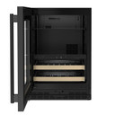 Kitchenaid® Centre de rafraîchissements avec porte en verre et porte-bouteilles à devant en bois - 24 po KUBL524SBE