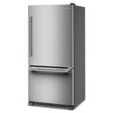 Kitchenaid® Réfrigérateur à congélateur inférieur et profondeur standard avec porte à charnière à droite de 22 pi cu - 33 po KRBR133SPS