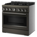 Cuisinière au gaz de style commercial à 6 brûleurs avec mode de friture à air sans préchauffage KitchenAid® de 36 po KFGS936SBE
