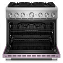 Kitchenaid® Cuisinière bicombustible de style commercial à 6 brûleurs avec mode de friture à air sans préchauffage de 36 po KFDS936SWF