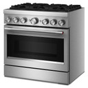 Cuisinière bicombustible de style commercial à 6 brûleurs avec mode de friture à air sans préchauffage KitchenAid® de 36 po KFDS936SSS