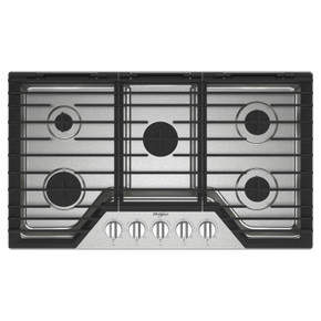 Whirlpool® Table de cuisson au gaz avec grilles en fonte à charnière EZ-2-Lift™, 36 po WCGK5036PS Whirlpool® Table de cuisson au gaz avec grilles en fonte à charnière EZ-2-Lift™, 36 po WCGK5036PS