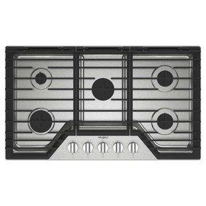 Whirlpool® Table de cuisson au gaz avec grilles en fonte à charnière EZ-2-Lift™, 36 po WCGK5036PS