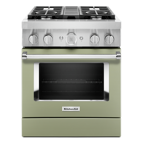 Cuisinière commerciale intelligente bicombustible avec 4 brûleurs - 30 po KitchenAid® KFDC500JAV