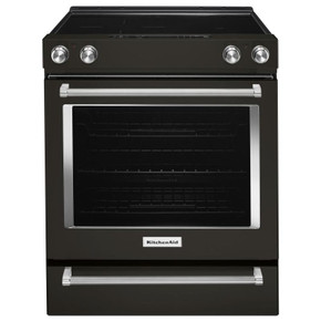 Kitchenaid® Cuisinière électrique à commandes frontales à convection avec 5 éléments - 30 po YKSEG700EBS