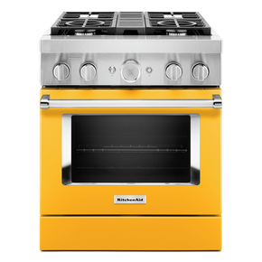 Cuisinière commerciale intelligente bicombustible avec 4 brûleurs - 30 po KitchenAid® KFDC500JYP