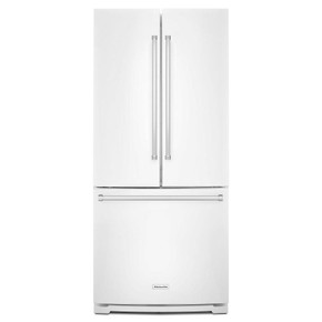 Kitchenaid® Réfrigérateur à portes françaises à profondeur standard avec distributeur intérieur - 20 pi cu - 30 po KRFF300EWH