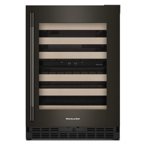 Kitchenaid® Cellier sous le comptoir avec porte-bouteilles à devant en bois à pleine extension - 24 po KUWR524SBE