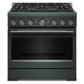 Cuisinière au gaz de style commercial à 6 brûleurs avec mode de friture à air sans préchauffage KitchenAid® de 36 po KFGS936SJP
