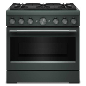 Cuisinière bicombustible de style commercial à 6 brûleurs avec mode de friture à air sans préchauffage KitchenAid® de 36 po KFDS936SJP