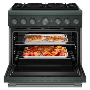 Cuisinière bicombustible de style commercial à 6 brûleurs avec mode de friture à air sans préchauffage KitchenAid® de 36 po KFDS936SJP