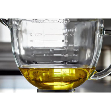 Kitchenaid® Bol à mélanger en verre de 5 pintes avec marques graduées et couvercle pour batteur sur socle à tête inclinable KSM5GB
