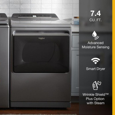 Whirlpool® Sécheuse au gaz à chargement vertical avec détection perfectionnée d’humidité - 7.4 pi cu WGD8127LC