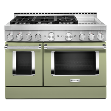 Cuisinière commerciale intelligente au gaz KitchenAid® avec plaque chauffante, 48 po KFGC558JAV