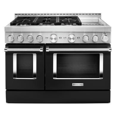 Cuisinière commerciale intelligente au gaz KitchenAid® avec plaque chauffante, 48 po KFGC558JBK