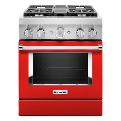 Cuisinière commerciale intelligente bicombustible avec 4 brûleurs - 30 po KitchenAid® KFDC500JPA