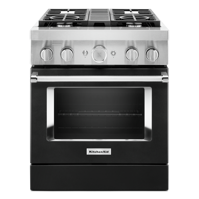 Cuisinière commerciale intelligente bicombustible avec 4 brûleurs - 30 po KitchenAid® KFDC500JBK