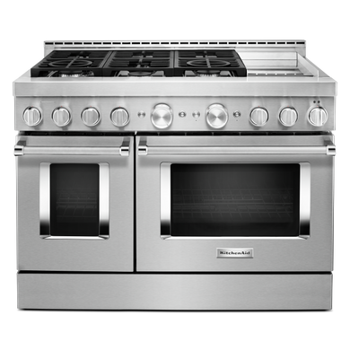 Cuisinière commerciale intelligente au gaz KitchenAid® avec plaque chauffante, 48 po KFGC558JSS