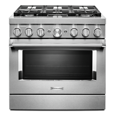 Cuisinière commerciale intelligente bicombustible KitchenAid®, 6 brûleurs, 36 po KFDC506JSS