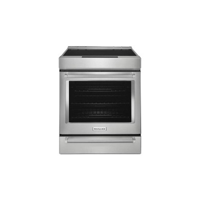 Kitchenaid® Cuisinière à induction et à convection coulissante de 30 pouces avec commandes frontales, 4 brûleurs et friture à air KSIS730PSS