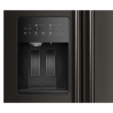 Kitchenaid® Réfrigérateur côte à côte à profondeur de comptoir, avec distributeur d’eau et de glaçons extérieur et fini noir minerai - 20.8 pi cu KRSC536RBE