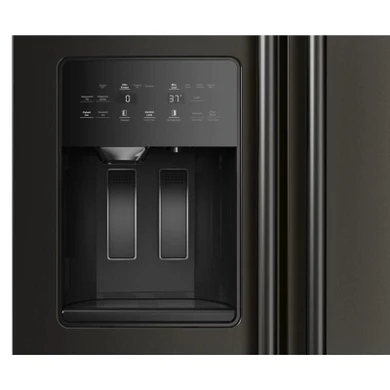 Kitchenaid® Réfrigérateur côte à côte à profondeur de comptoir, avec distributeur d’eau et de glaçons extérieur et fini noir minerai - 20.8 pi cu KRSC536RBE
