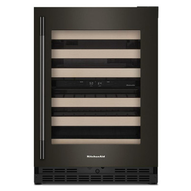 Kitchenaid® Cellier sous le comptoir avec porte-bouteilles à devant en bois à pleine extension - 24 po KUWR524SBE