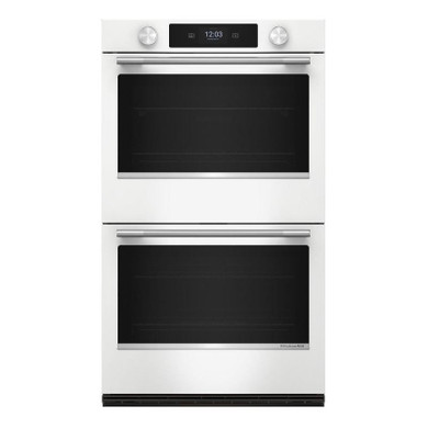 Kitchenaid® Four mural double électrique intelligent de 30 pouces avec modes de cuisson assistée - Blanc KOED730SWH