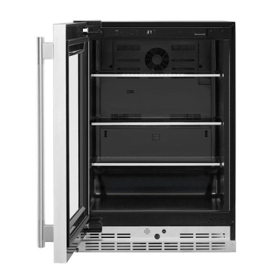Kitchenaid® Réfrigérateur sous le comptoir avec porte en verre et tablettes à accents métalliques - 24 po KURL524SPS