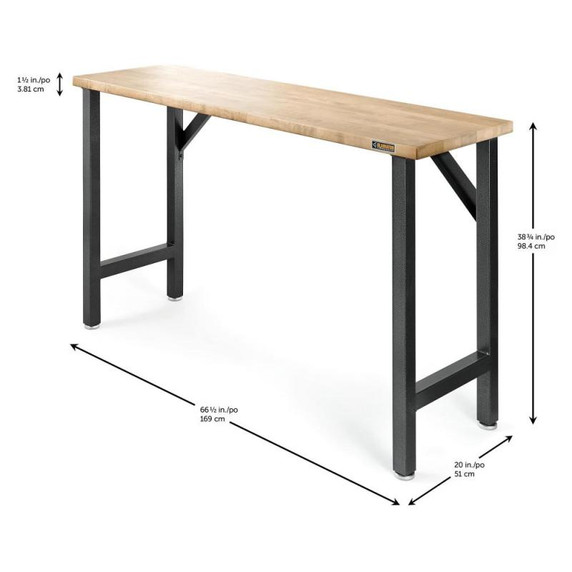 Gladiator® Établi modulaire en bois franc de 66 1/2 po (168,9 cm) de large GAWB66HWGG